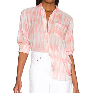 NEW Rails Button Up Shirt Womens Size Small Josephine Coral Tie Dye Long Sleeve